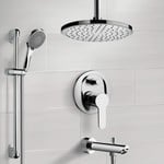 Remer TSR39 Chrome Tub and Shower Set with Rain Ceiling Shower Head and Hand Shower